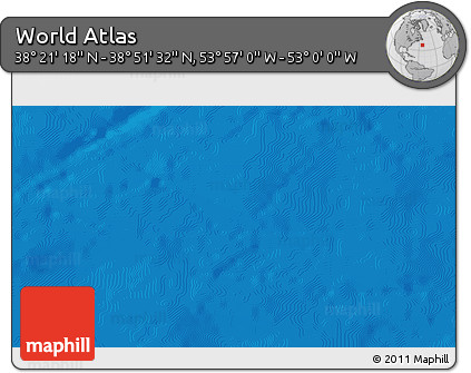 Physical 3D Map of the Area around 38° 36' 25" N, 53° 28' 30" W