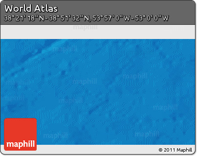 Physical 3D Map of the Area around 38° 36' 25" N, 53° 28' 30" W