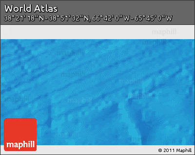 Physical 3D Map of the Area around 38° 36' 25" N, 66° 13' 29" W