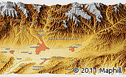 Physical 3D Map of the area around 38° 36' 25" N, 68° 55' 30" E