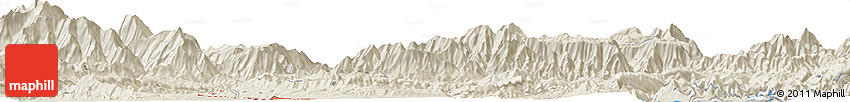 Shaded Relief Horizon Map of Dushanbe