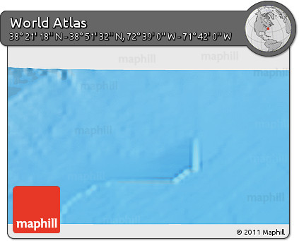 Shaded Relief 3D Map of the Area around 38° 36' 25" N, 72° 10' 30" W