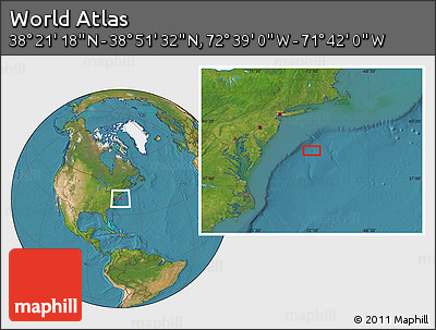 Satellite Location Map of the Area around 38° 36' 25" N, 72° 10' 30" W