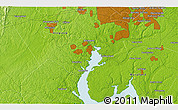 Physical 3D Map of the area around 38° 36' 25" N, 77° 16' 30" W