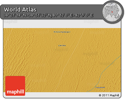 Physical 3D Map of the Area around 38° 36' 25" N, 81° 40' 30" E