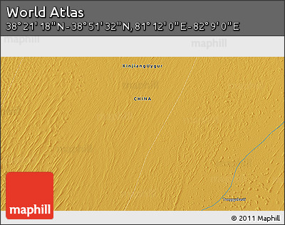 Physical 3D Map of the Area around 38° 36' 25" N, 81° 40' 30" E