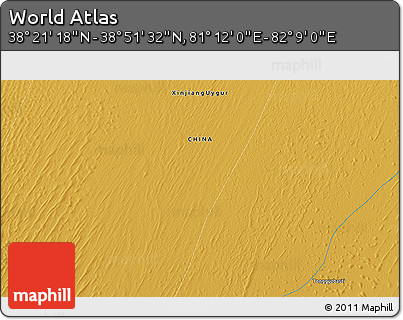 Physical 3D Map of the Area around 38° 36' 25" N, 81° 40' 30" E
