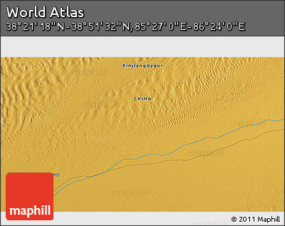 Physical 3D Map of the Area around 38° 36' 25" N, 85° 55' 30" E