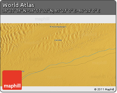 Physical 3D Map of the Area around 38° 36' 25" N, 85° 55' 30" E