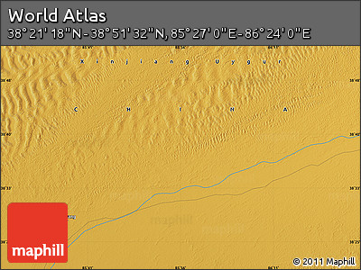 Physical Map of the Area around 38° 36' 25" N, 85° 55' 30" E