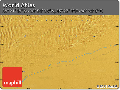 Physical Map of the Area around 38° 36' 25" N, 85° 55' 30" E