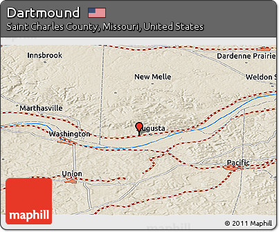 Shaded Relief Panoramic Map of Dartmound