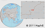 Gray Location Map of the area around 38° 36' 25" N, 91° 52' 30" E
