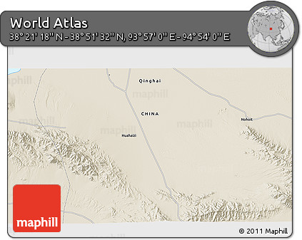 Shaded Relief 3D Map of the Area around 38° 36' 25" N, 94° 25' 30" E
