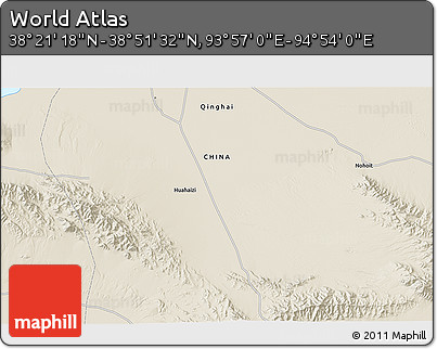 Shaded Relief 3D Map of the Area around 38° 36' 25" N, 94° 25' 30" E