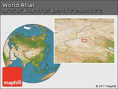 Satellite Location Map of the Area around 38° 36' 25" N, 94° 25' 30" E