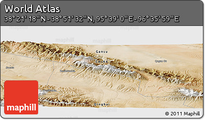 Satellite Panoramic Map of the Area around 38° 36' 25" N, 96° 7' 30" E
