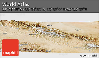 Satellite Panoramic Map of the Area around 38° 36' 25" N, 96° 7' 30" E