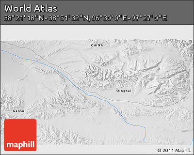 Physical 3D Map of the Area around 38° 36' 25" N, 96° 58' 29" E