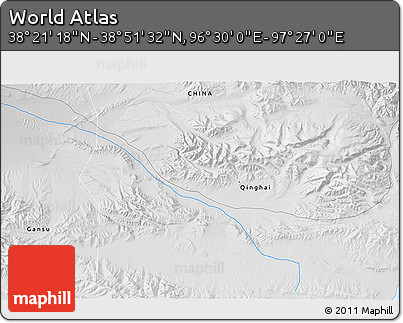 Physical 3D Map of the Area around 38° 36' 25" N, 96° 58' 29" E