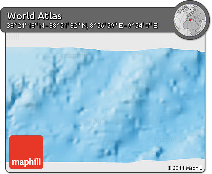 Physical 3D Map of the Area around 38° 36' 25" N, 9° 25' 30" E