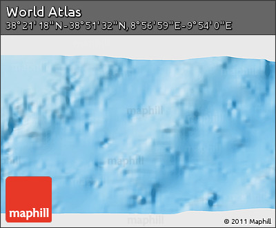 Physical 3D Map of the Area around 38° 36' 25" N, 9° 25' 30" E