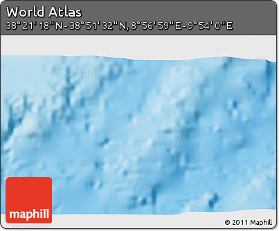 Physical 3D Map of the Area around 38° 36' 25" N, 9° 25' 30" E