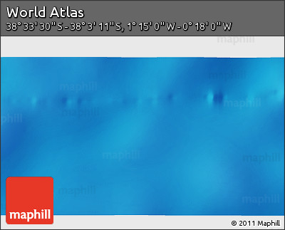 Physical 3D Map of the Area around 38° 18' 21" S, 0° 46' 30" W