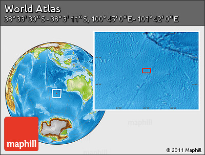 Physical Location Map of the Area around 38° 18' 21" S, 101° 13' 29" E