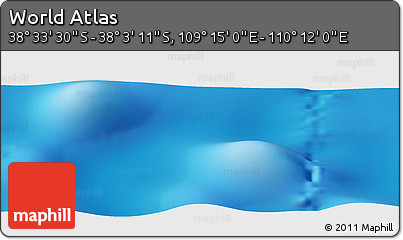 Physical Panoramic Map of the Area around 38° 18' 21" S, 109° 43' 29" E