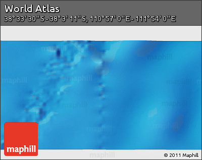 Physical 3D Map of the Area around 38° 18' 21" S, 111° 25' 30" E