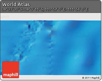 Physical 3D Map of the Area around 38° 18' 21" S, 111° 25' 30" E