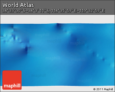 Physical 3D Map of the Area around 38° 18' 21" S, 119° 4' 29" E
