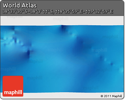 Physical 3D Map of the Area around 38° 18' 21" S, 119° 4' 29" E