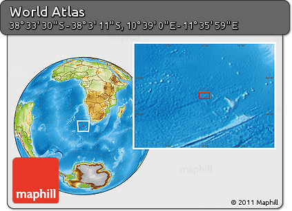 Physical Location Map of the Area around 38° 18' 21" S, 11° 7' 30" E