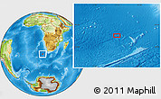 Physical Location Map of the area around 38° 18' 21" S, 11° 7' 30" E