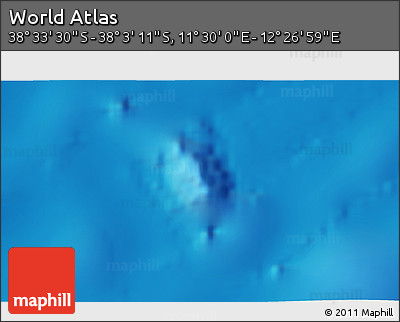 Physical 3D Map of the Area around 38° 18' 21" S, 11° 58' 29" E