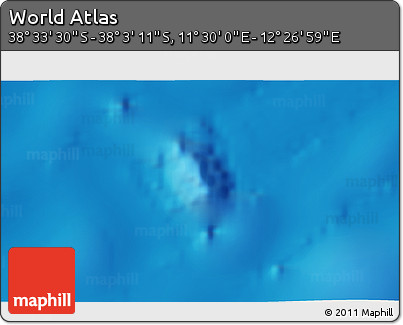 Physical 3D Map of the Area around 38° 18' 21" S, 11° 58' 29" E