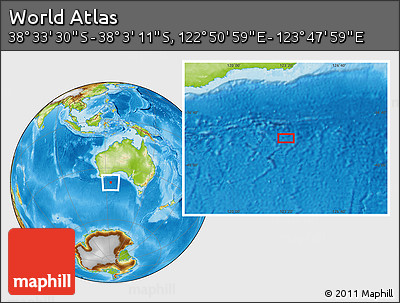 Physical Location Map of the Area around 38° 18' 21" S, 123° 19' 29" E