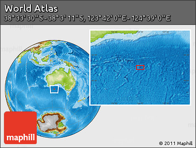Physical Location Map of the Area around 38° 18' 21" S, 124° 10' 30" E