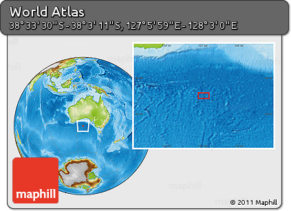 Physical Location Map of the Area around 38° 18' 21" S, 127° 34' 30" E
