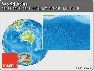 Physical Location Map of the Area around 38° 18' 21" S, 127° 34' 30" E