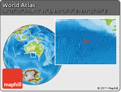 Physical Location Map of the Area around 38° 18' 21" S, 130° 58' 29" E