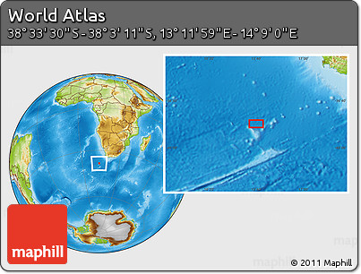Physical Location Map of the Area around 38° 18' 21" S, 13° 40' 30" E