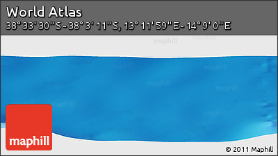 Physical Panoramic Map of the Area around 38° 18' 21" S, 13° 40' 30" E