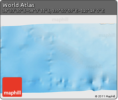 Shaded Relief 3D Map of the Area around 38° 18' 21" S, 140° 19' 29" E