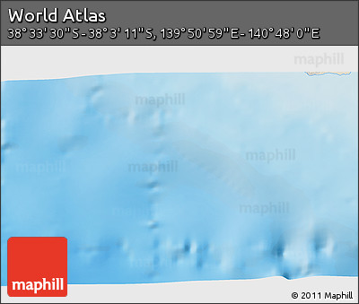 Shaded Relief 3D Map of the Area around 38° 18' 21" S, 140° 19' 29" E