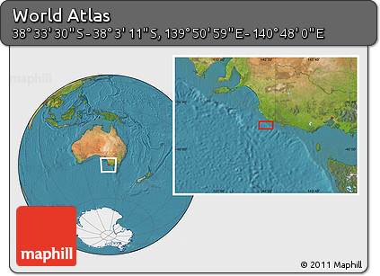 Satellite Location Map of the Area around 38° 18' 21" S, 140° 19' 29" E