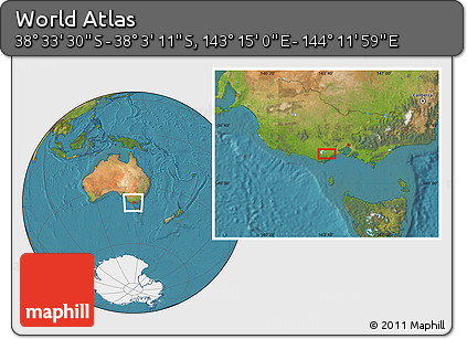 Satellite Location Map of the Area around 38° 18' 21" S, 143° 43' 29" E