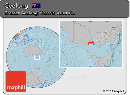Gray Location Map of Geelong, hill shading